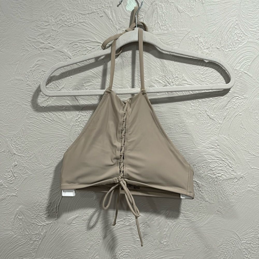 Aerie Swim Sand / Nude Halter Bikini Top Size Small